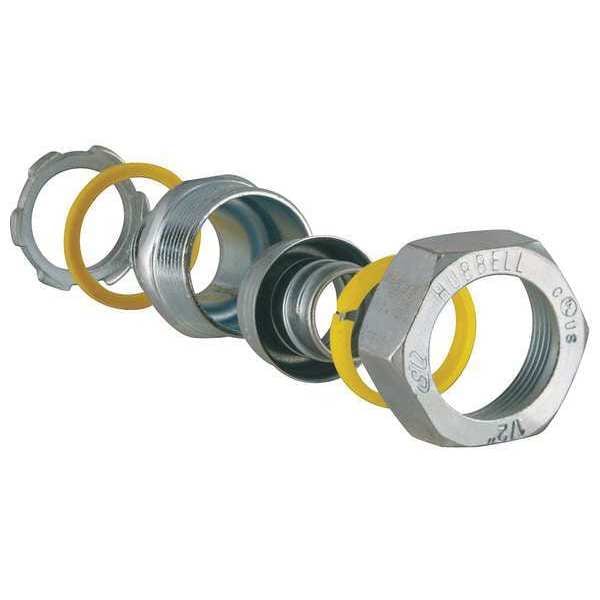 Raco Conduit Fitting Connector, 1-1/4 in, Liquid-Tight, Steel, Electro Zinc Plated, Gray - 3515RAC