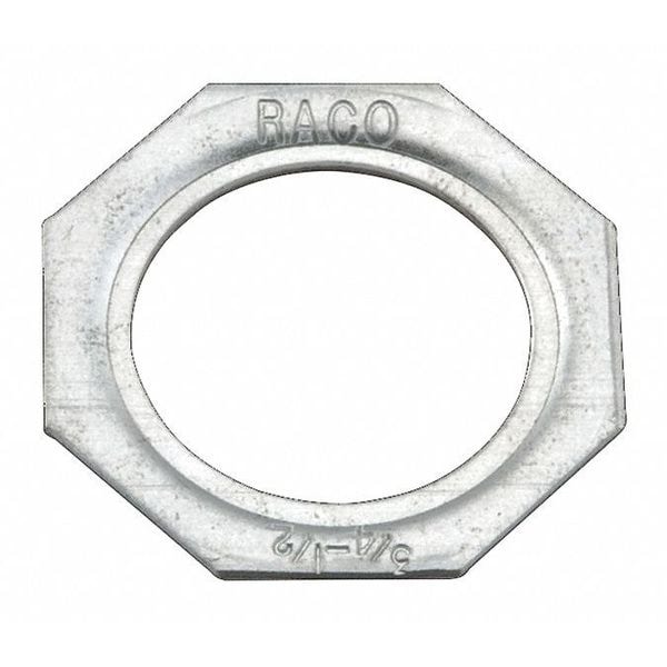 Raco Conduit Fitting Reducing Washer, 1-1/2 in x 1-1/4 in, Steel, Zinc Plated, Silver - 1374