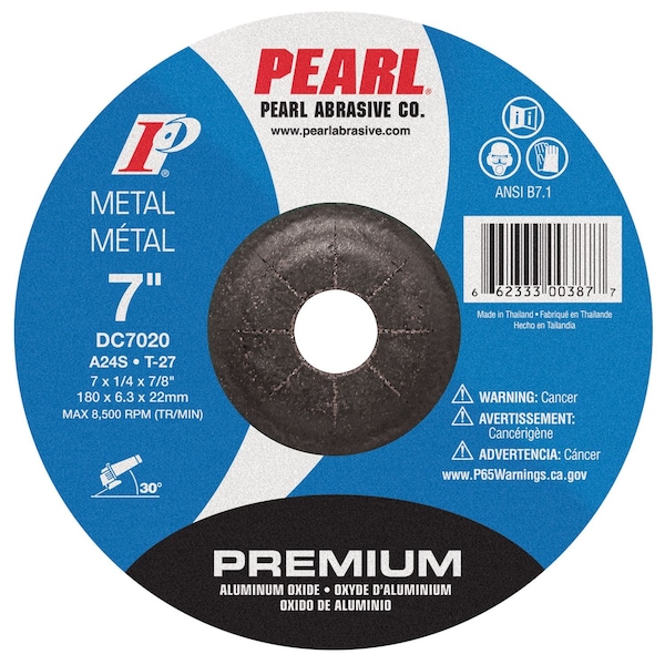 Rueda de rectificado Pearl Premium AO DC 7 x 1/4 x 7/8 A24S T-27 - DC7020