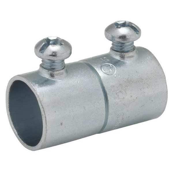 Raco EMT Coupling, 1-1/2 in, Set Screw, Steel, Zinc Plated, Gray - 2026