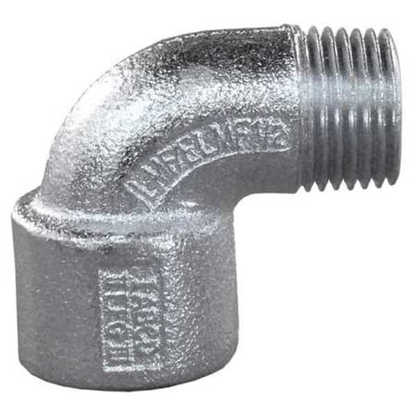 Appleton Electric IMC 90 Deg Elbow, 1/2 in, Threaded, Iron, Powder Coated, Silver - ELMF90-50