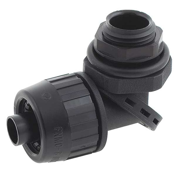 Hubbell Wiring Device-Kellems Conduit Fitting Connector, 3/4 in, Threaded, Nylon, PVC Coated, Black - PS0759NBK
