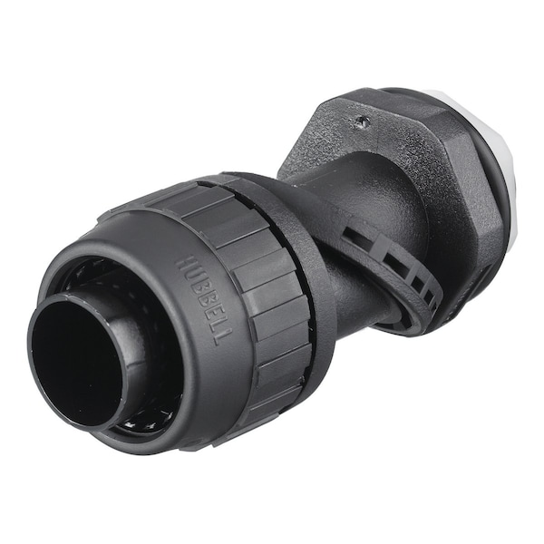 Hubbell Wiring Device-Kellems Conduit Fitting Connector, 3/4 in, Threaded, Nylon, PVC Coated, Black - PS0759NBK