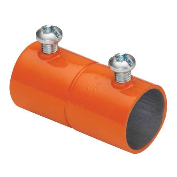 Bridgeport Fittings EMT Coupling, 4 in, Set Screw, Steel, Powder Coated, Orange - 249-SO