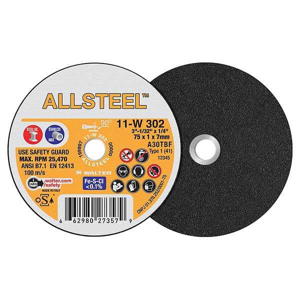 Ruedas de corte pequeñas Allsteel de Walter Surface Technologies, 3" x 1/32 - 11W302.