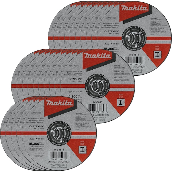 Ruedas de corte Makita 4X.100X5/8 25/PK - MPA-98815-25.