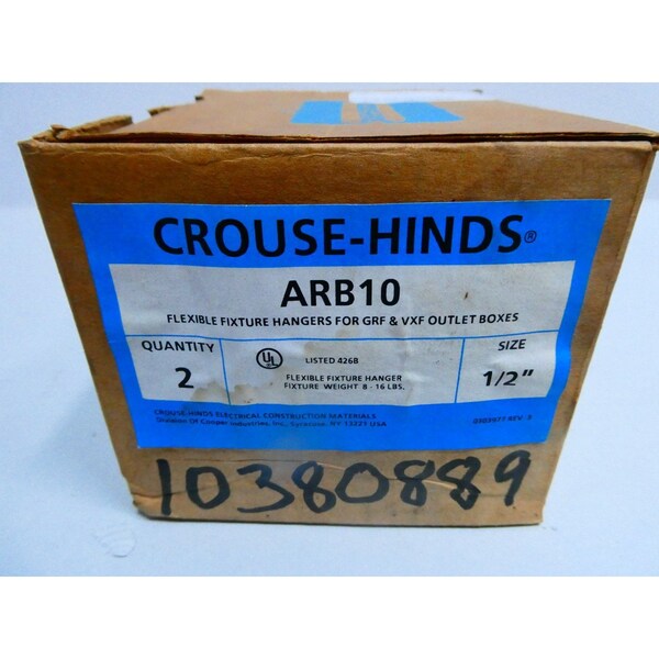 Crouse Hinds BOX OF 2 FLEXIBLE FIXTURE HANGERS FOR GRF/VXF OUTLET BOXES 1/2IN CONDUIT FITTING, 2PK - ARB10