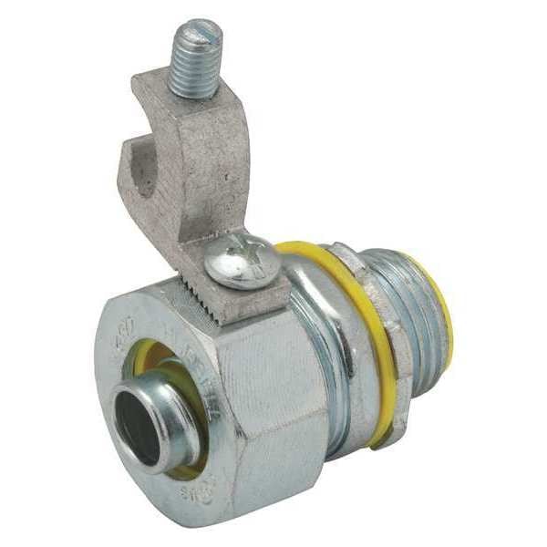 Raco Conduit Fitting Connector, 1-1/4 in, Threaded, Steel, Electro Zinc Plated, Gray - 3545-3