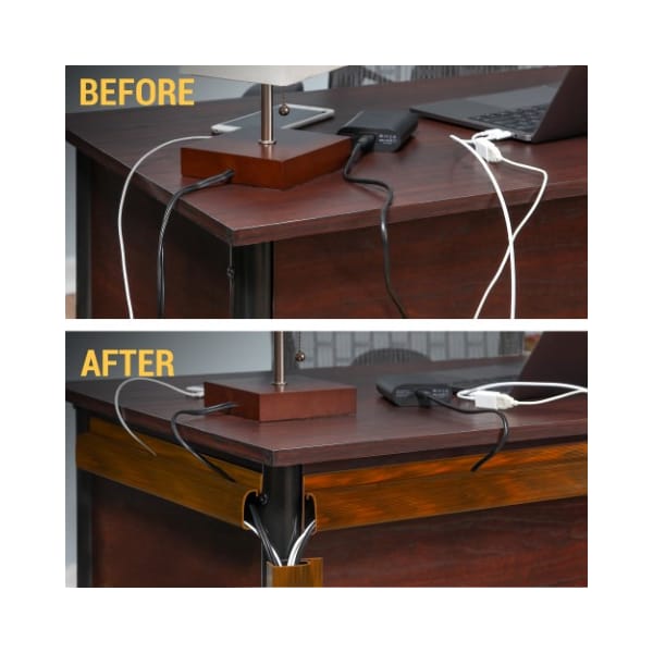 Fleming Supply J Channel Desk Cable Organizer, 5 Brown Raceway, Cord Cover Management Kit for Desks, Offices - 855362BTX