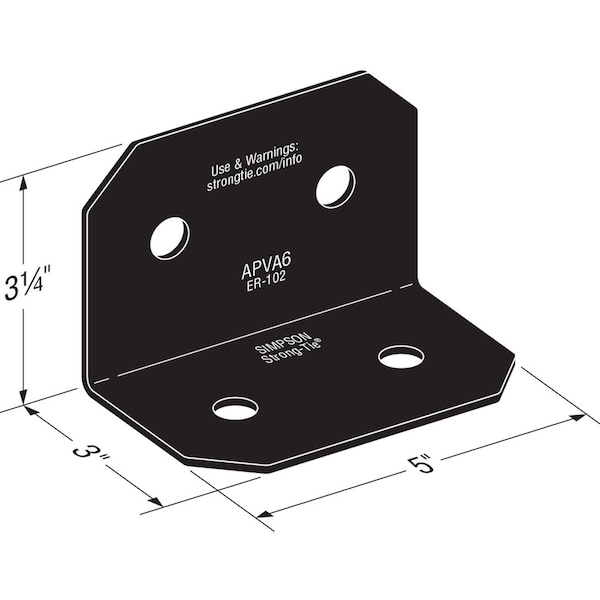 Simpson Strong-Tie Simpson Strong-Tie APVA 5 in. W X 10-1/2 in. L Steel Angle - APVA6