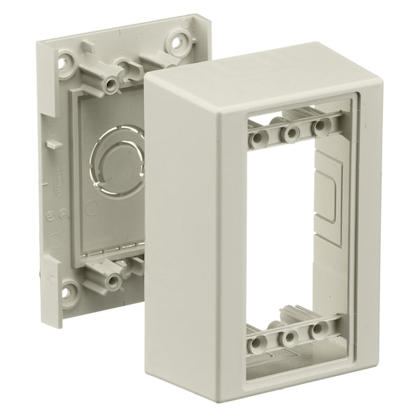 Hubbell Wiring Device-Kellems Non-Metallic Raceway, WallTrak1 Series, Box, 1-Gang, Deep, Office White - PW1DBA
