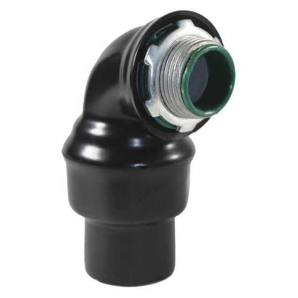 Calbond Conduit Fitting Connector, 4 in, Liquid-Tight, Steel, PVC Coated, Black - PV4000LT40090