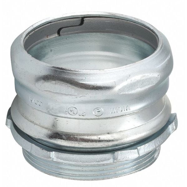 Raco EMT Grounding Connector, 4 in, Compression, Steel, Electro Zinc Plated, Gray - 2946