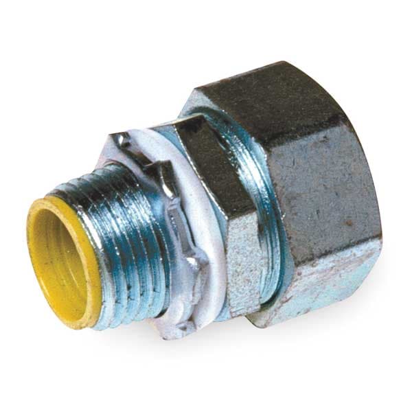 Raco Conduit Fitting Connector, 4 in, Liquid-Tight, Steel, Electro Zinc Plated, Gray - 3526