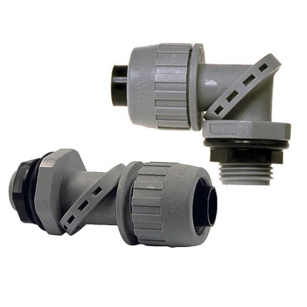 Raco Conduit Fitting Connector, 3/4 in, Liquid-Tight, Nylon, Zinc Plated, Gray - 4733