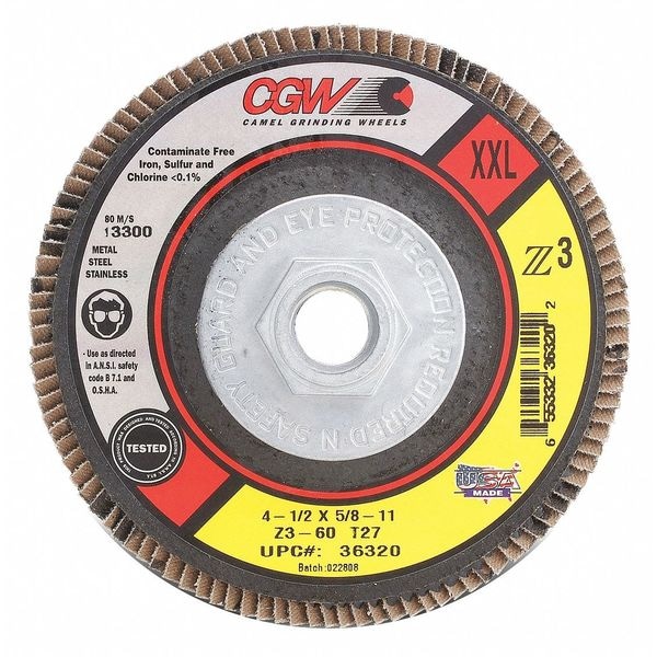 Disco de láminas Cgw Abrasives, 4.5x7/8, T27, Z3, XXL, 80G - 36318