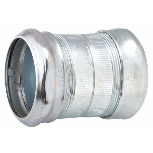 Raco EMT Coupling, 4 in, Compression, Steel, Zinc Plated, Gray - 2956