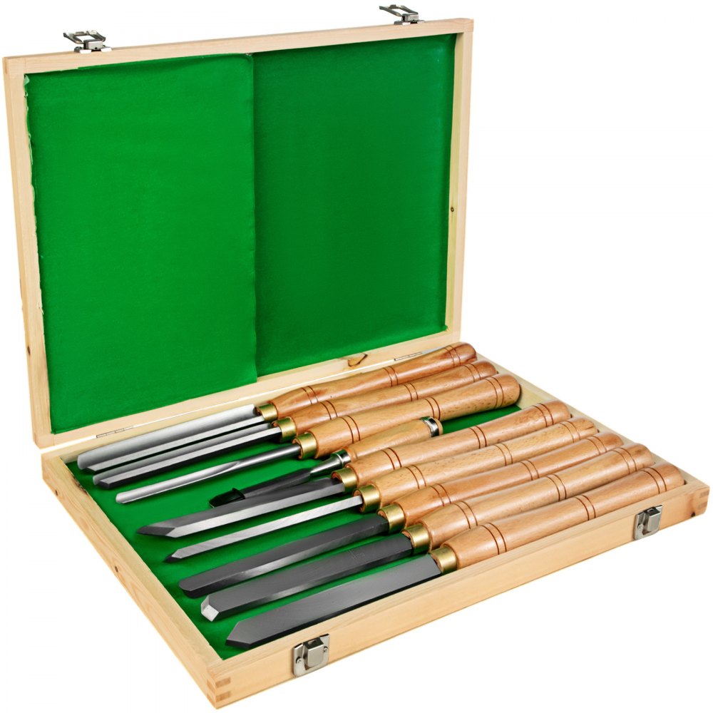VEVOR Woodworking 8 Pcs Lathe Chisel, Wood Lathe Chisel Cutting Carving HSS Steel, Wood Turning Tools for Hardwood, One Free Chisel (Wooden Storage Case) - MGCD8PCSMGCCZTZ01V0