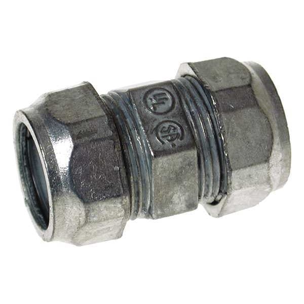 Raco EMT Coupling, 2-1/2 in, Compression, Zinc Alloy, Zinc Plated, Gray - 2870