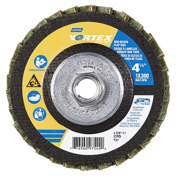 Disco de solapa Norton Abrasives, Óxido de aluminio, 4 1/2" de diámetro - 77696097544