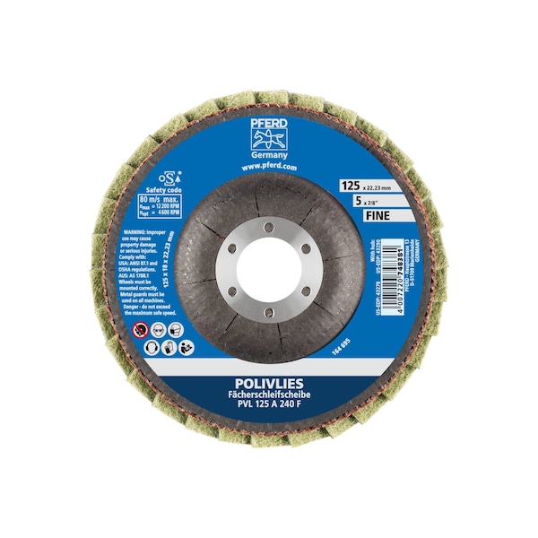 Disco de láminas no tejido POLIVLIES® de 5" - Orificio de eje de 7/8" - Grado fino - 43278