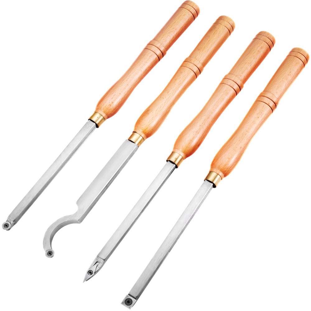 VEVOR Wood Turning Tools for Lathe 4 PCS Set, Carbide Lathe Tools with Diamond Shape, Round, Square Cutters, Turning Lathe Chisels with Comfortable Grip Handles Lathe Tools for Craft DIY Hobbyists - MGCDMBSJT00000001V0