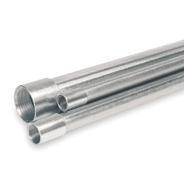 Allied Tube & Conduit RMC Metallic Conduit, 1 in Trade Size, 10 ft, Steel, Galvanized, Gray - 583310