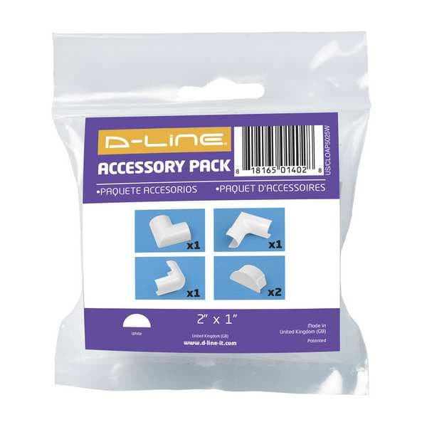 D-Line Accessory Multipack, 3 1/4 in L, 2 in W, 1 Channel, PVC, White - US/CLOAP5025W