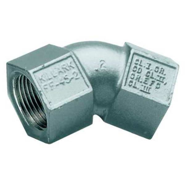 Hubbell Killark IMC 45 Deg Elbow, 1/2 in, Threaded, Aluminum, Powder Coated, Gray - FF-45-1WW
