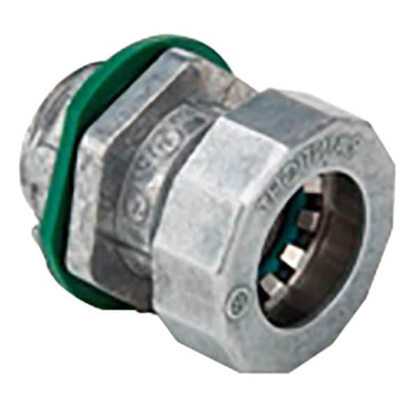 Bridgeport Fittings EMT Grounding Connector, 1/2 in, Push-On; Threaded, Zinc Alloy, Plain - 250-MSRTI