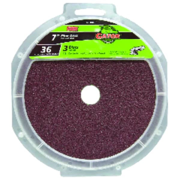 Gator 7 pulgadas Disco de Fibra de Aluminio Oxidado con Montaje Central, Grano 36 Muy Grueso, 3 paquetes - 3083