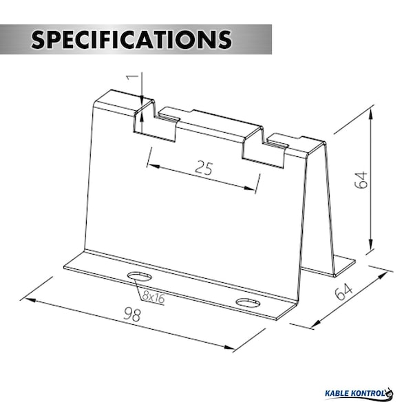 Kable Kontrol 2in Tall Floor Tray Support Stand- 304 Stainless Steel - KK-FS-2-304SS