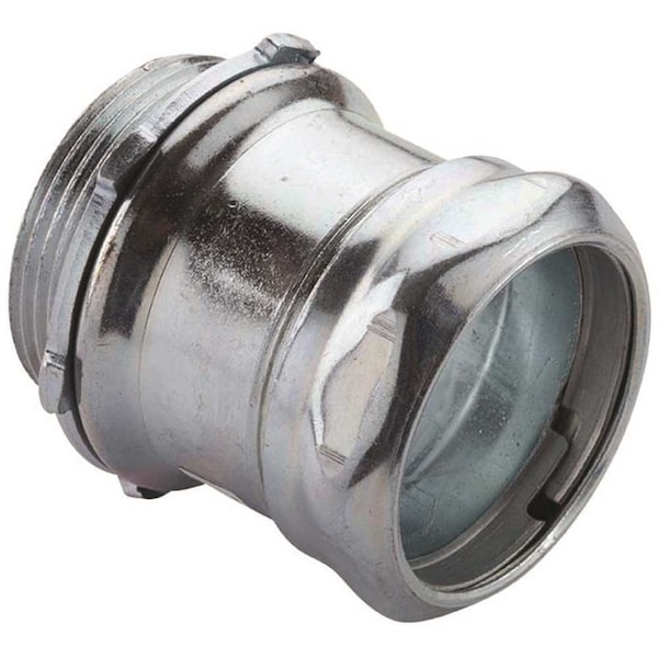 Halex EMT Connector, 1-1/2 in, Compression, Steel, Galvanized - 62315