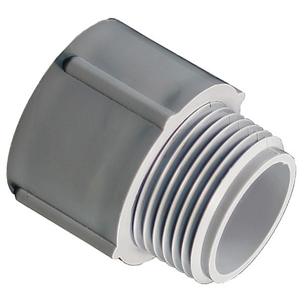 Cantex Conduit Fitting Adapter, 1/2 in, Threaded, PVC, Zinc Plated - 5140103