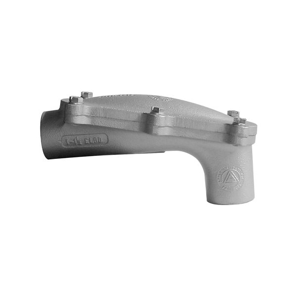 Appleton Electric Conduit Fitting Elbow, 1-1/2 in, Threaded, Malleable Iron, Powder Coated, Gray - ELBD-150