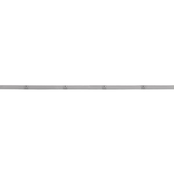 Hubbell Wiring Device-Kellems Metal PlugTrak, 20A 125V, 1 Circuit, 4 Receptacle, 6' Length, Gray - HBL24GB618GY