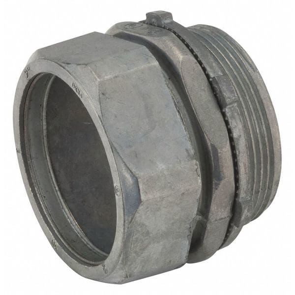 Raco EMT Grounding Connector, 1-1/2 in, Compression, Zinc Alloy, Plain, Gray - 2806