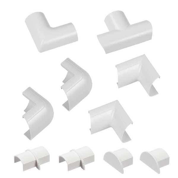 D-Line Accessory Multipack, 3 1/4 in L, 1 1/4 in W, 1 Channel, PVC, White - US/CLOAP3015W