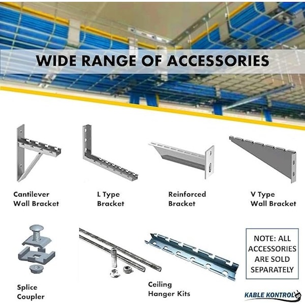 Kable Kontrol Wire Mesh Cable Tray Straight Section, Electro-Zinc Resistant Steel, 8' Wx2' Dx10' L, Chrome Finish - KK-8X2X10-EZ