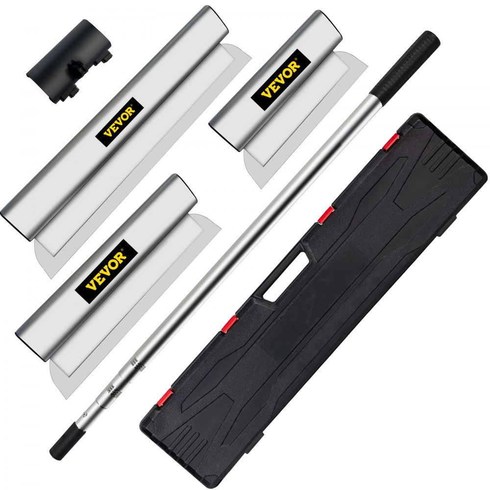 VEVOR Skimming Blade Set,10"+24"+32" Blades + 35"-78" Extension Handle，European Stainless Steel Construction Knife, Aluminum Blade Profile Smoothing Knockdown Spatula for Gyprock/Drywall/Wall-Board - DBSNZGD102432BCAHV0