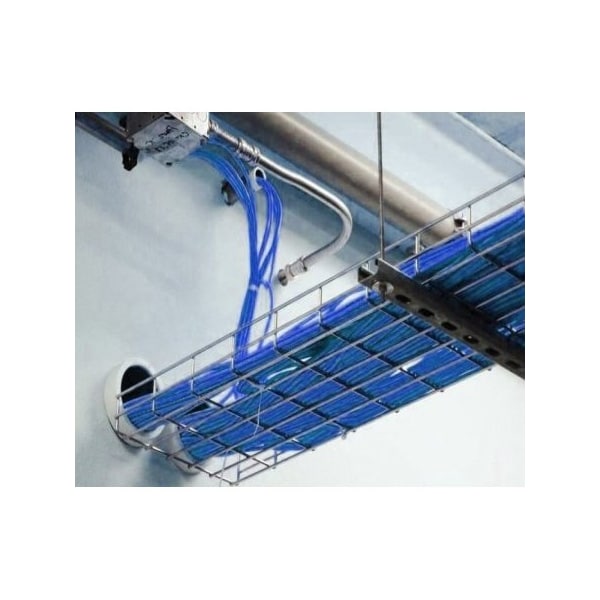 Kable Kontrol Wire Mesh Cable Tray Straight Section, Electro-Zinc Resistant Steel, 8in W x 4in D x 5ft L, Chrome - KK-8X4X5-EZ