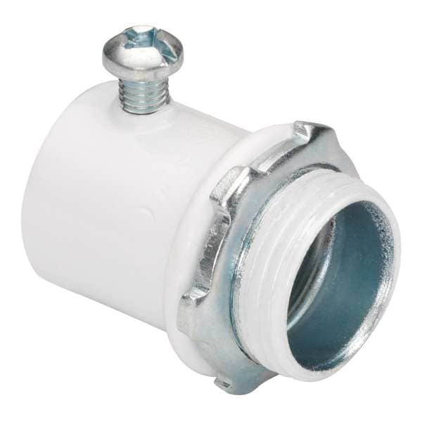 Bridgeport Fittings EMT Grounding Connector, 3/4 in, Set Screw, Steel, Painted, White - 231-SW