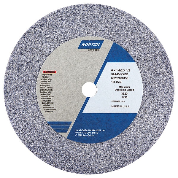 Norton Abrasives Straight Cup Wheel, 6 pulgadas de diámetro x 1.5 pulgadas de espesor x 1/2 AH, paquete de 5 - 66252838458