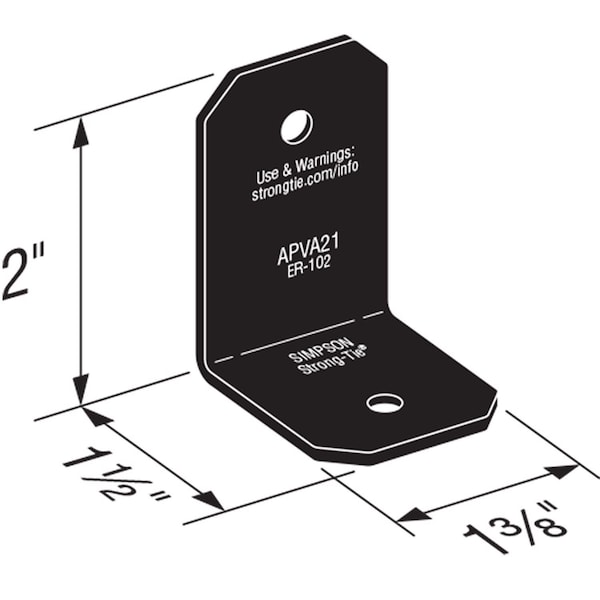 Simpson Strong-Tie Simpson Strong-Tie APVA 2 in. W X 1.5 in. L Steel Angle - APVA21