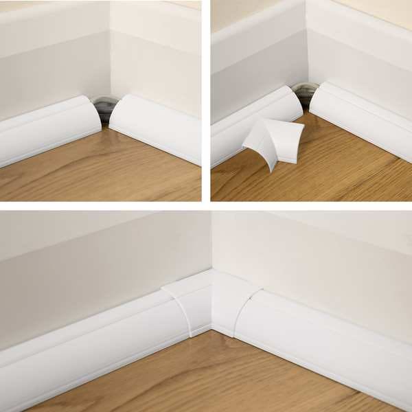 D-Line 90 Degree Internal Elbow, 1 1/2 in L, 3/4 in W, 1 Channel, PVC, White - US/FLIB22QSW