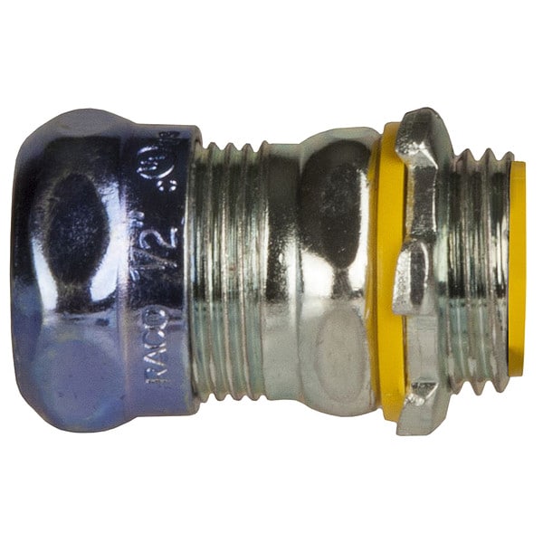 Raco EMT Grounding Connector, 1/2 in, Compression, Steel, Zinc Plated, Black; Gray - 2912RT