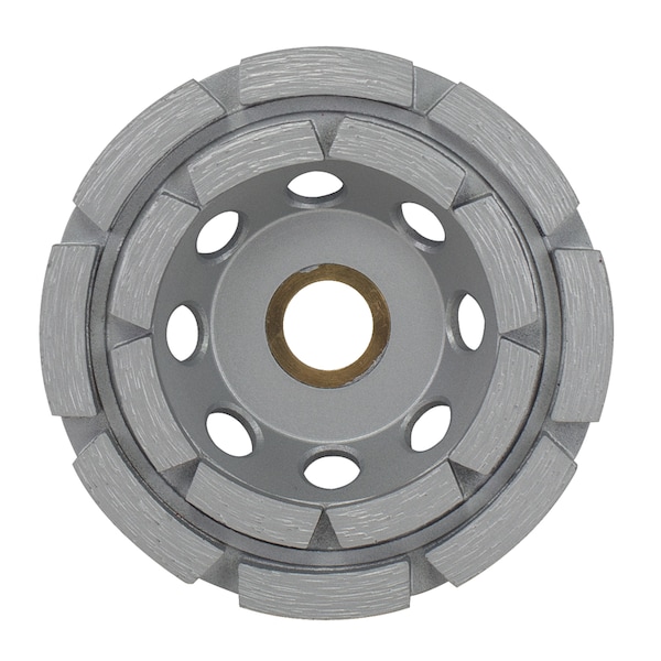 Herramienta de diamante Paragon 4-1/2'' x 5/8-11 Rueda de copa de molienda segmentada de doble hilera - CWDR-4.5T