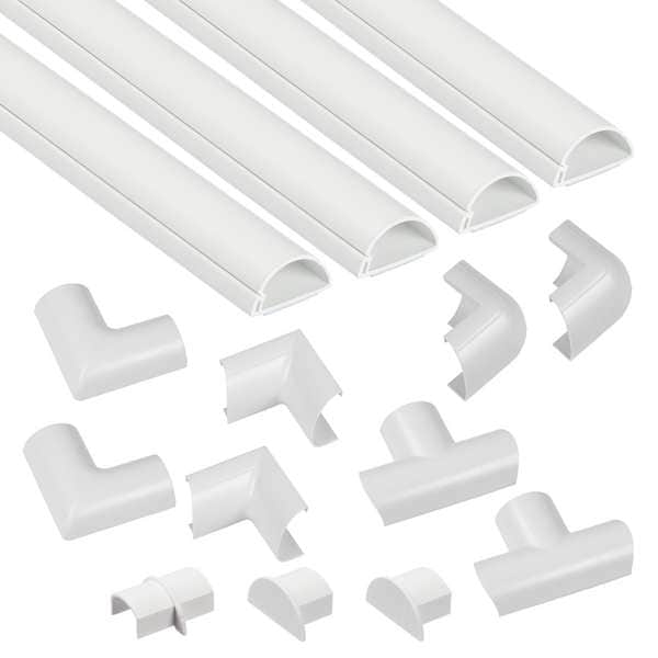 D-Line Cover Plate Raceway, Mini Series, 4 Channel, 1-3/16 in W, 9/16 in H, 20 ft L, White - US/5FT3015KIT001