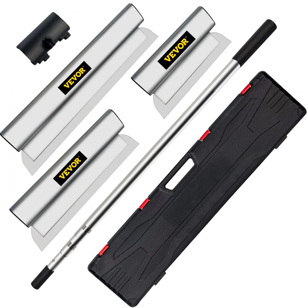 VEVOR Skimming Blade Set,25+40+60 cm Blades + 35"-78" Extension Handle，European Stainless Steel Construction Knife, Aluminum Blade Profile Smoothing Knockdown Spatula for Gyprock/Drywall/Wall-Boa - DBSNZGD101624KO0VV0