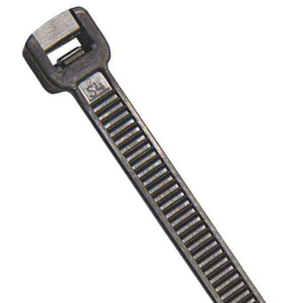 Power First Cable Tie, 8 in L, 2 in Max Bundle Dia., Black, Nylon 6/6, 50 lb Strength, 100 PK - 36J150